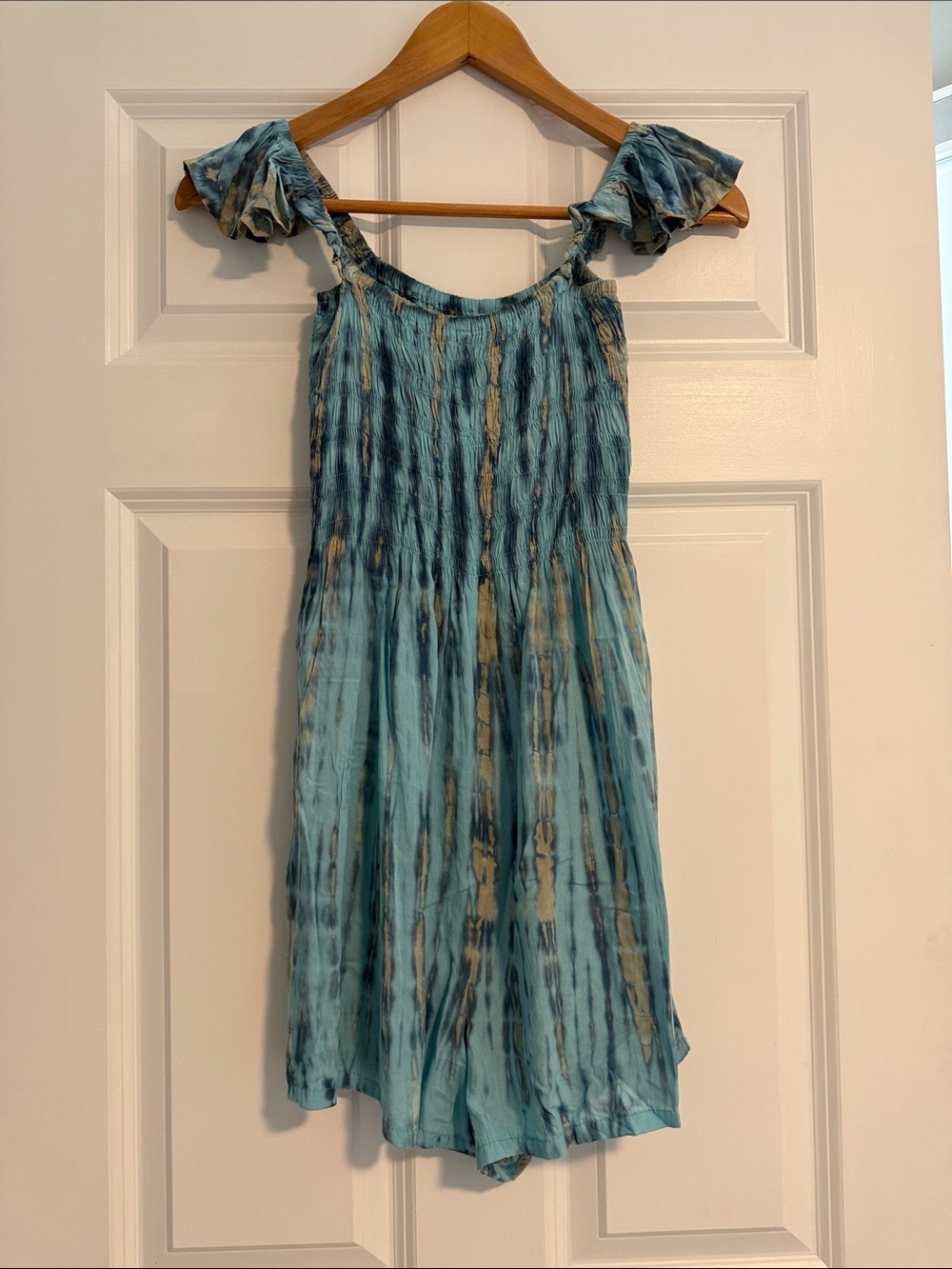 Tiare Hawaii Blue Tie-Dye Romper with Adjustable Straps